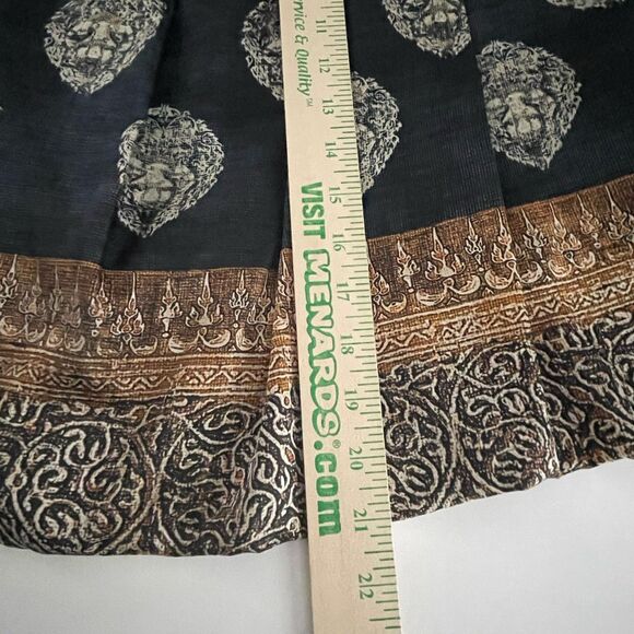 PAUW Amsterdam Silk Pleated Skirt Size 2 US 8 Blue Brown Baroque Pattern Luxury - Picture 11 of 12